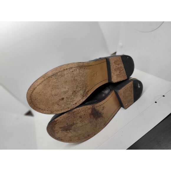 Tory Burch Elyse Dark Brown Leather Mid Calf Boots Gold Zipper Heel Accent - Picture 5 of 10